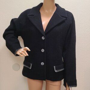 ICELANDIC DESIGN 100% WOOL BOILED WOOL BLAZER JACKET HANDSTITCHED sz L